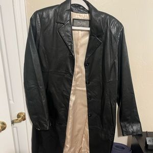 wilson leather mid length trench coat with silk lining